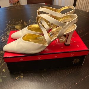 Vintage Nina bone satin heels